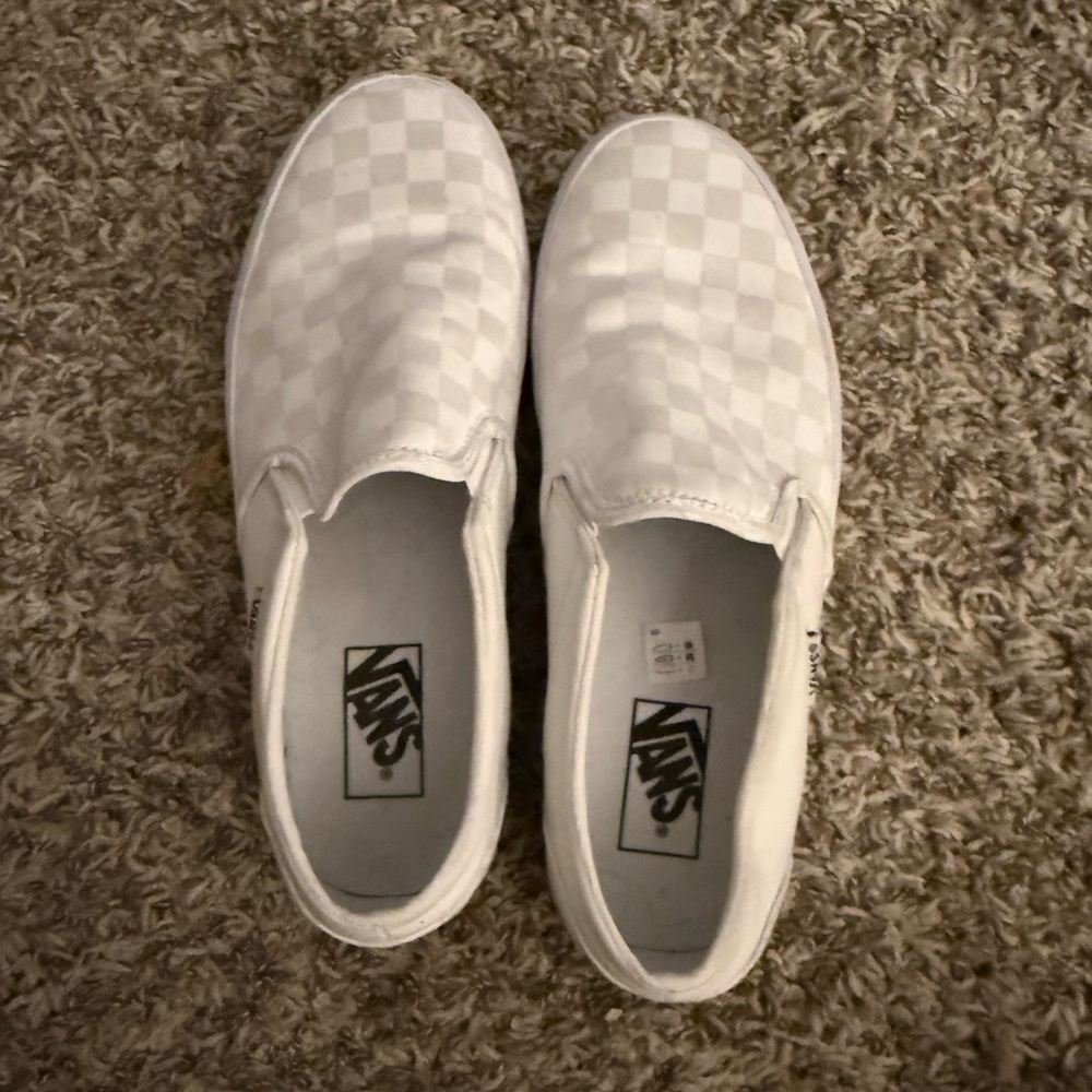 Vans White Checkered Slip-On Shoes